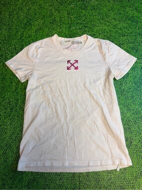 Off-White womens size small White T-Shirt with Pink Arrow Logo
